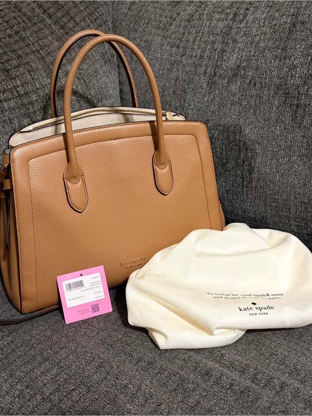 Kate Spade Bungalow Large Satchel - Tan Leather with Dust Bag